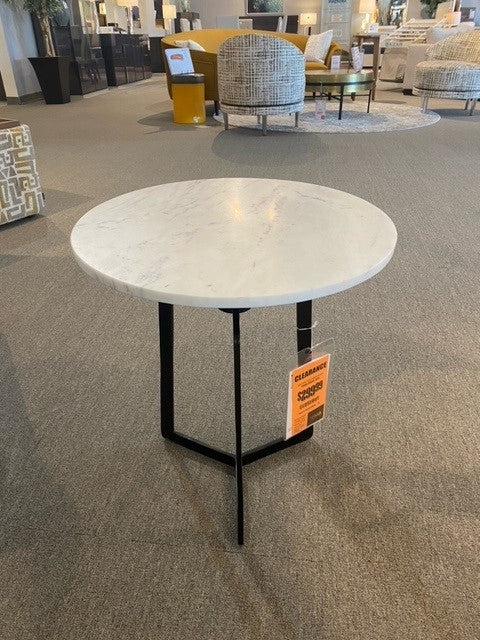 Rand Side Table With Marble Top & black Base